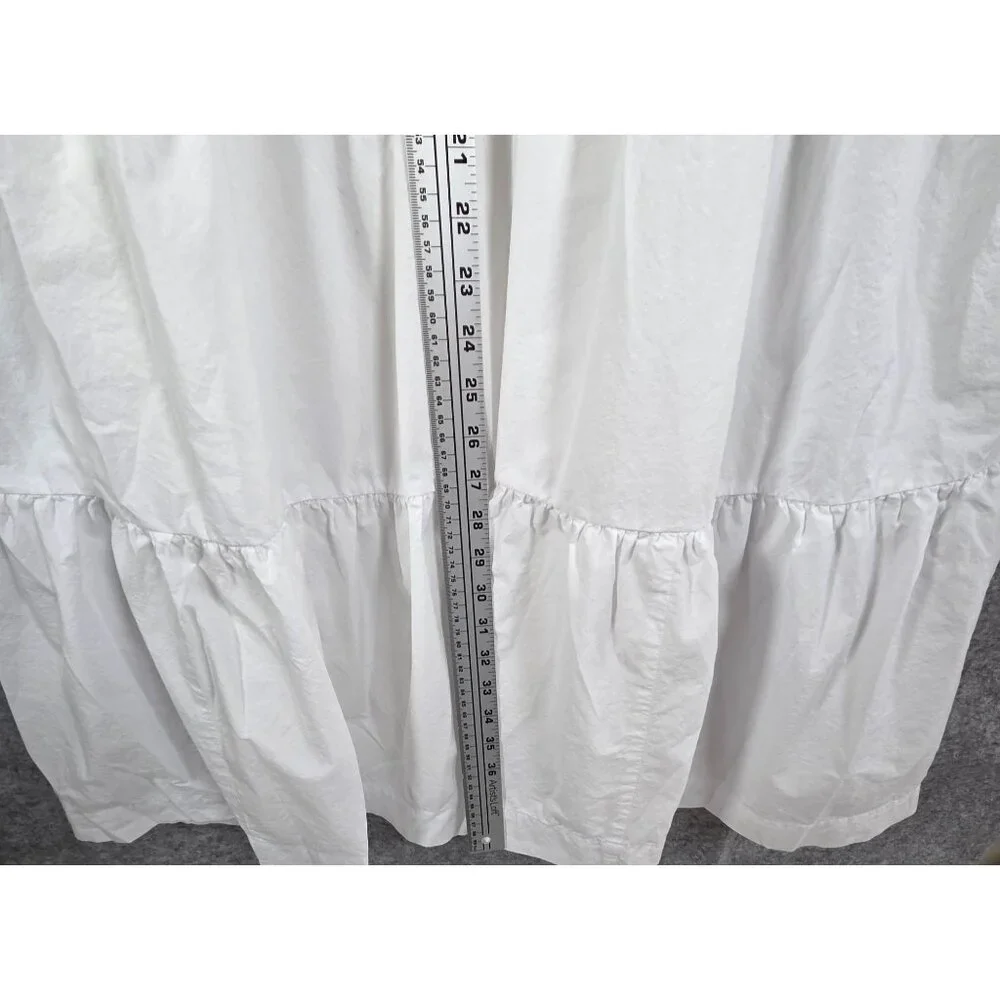 Madewell Suzette Seamed Bodice Tiered Midi Dress Button Front White Sz 6 - Picture 5 of 10